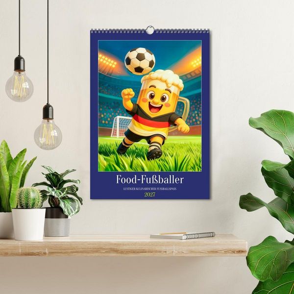 Produktbild: Food‑Fu&szlig;baller - Lustiger kulinarischer Fu&szlig;ballspa&szlig; (Wandkalender 2027 DIN A3 hoch), CALVENDO Monatskalender