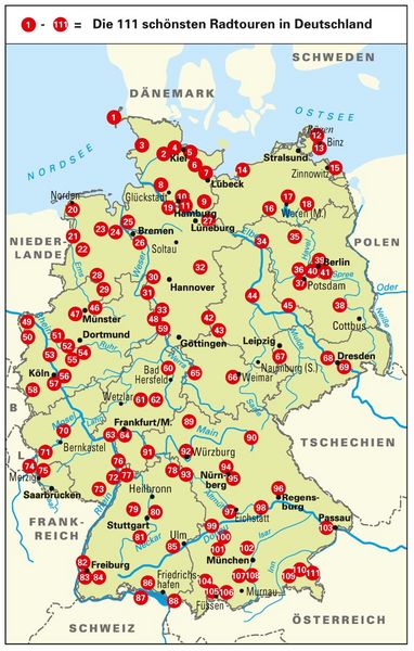 Produktbild: BVA Die 111 sch&ouml;nsten Radtouren in Deutschland
