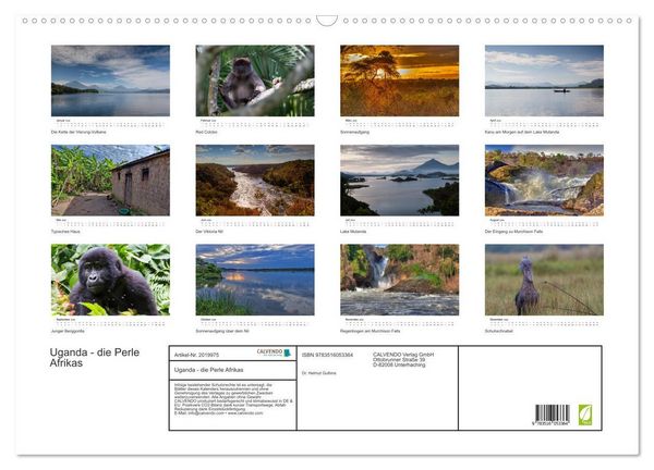 Produktbild: Uganda - die Perle Afrikas (Wandkalender 2026 DIN A2 quer), CALVENDO Monatskalender