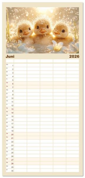 Produktbild: Familienplaner 2026 - Augen wie Kn&ouml;pfe mit 5 Spalten (Wandkalender, 21 x 45 cm) CALVENDO