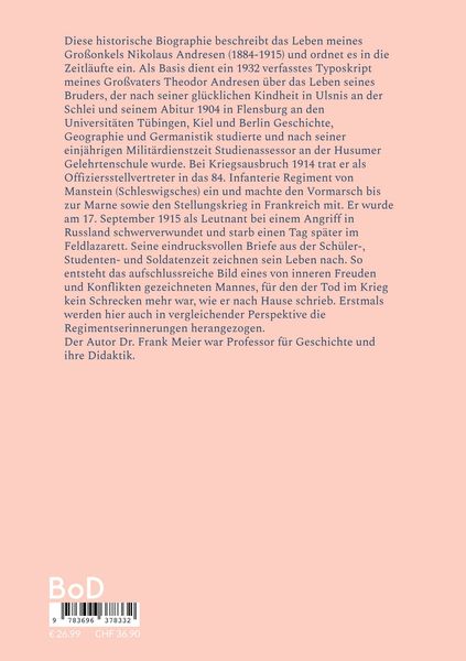 Produktbild: Nikolaus Andresen (1884-1915) und seine Zeit