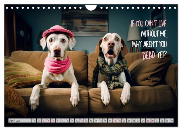 Produktbild: Crazy dogs COOL SAYINGS (Wall Calendar 2026 DIN A4 landscape), CALVENDO 12 Month Wall Calendar