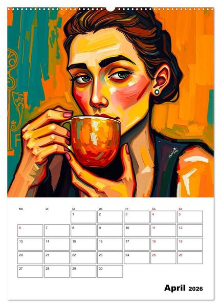 Produktbild: Kaffee trifft Kunst - Aromatische Pinselstriche (hochwertiger Premium Wandkalender 2026 DIN A2 hoch), Kunstdruck in Hochglanz
