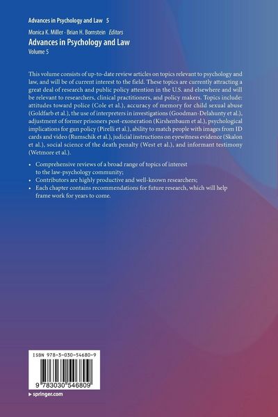 Produktbild: Advances in Psychology and Law