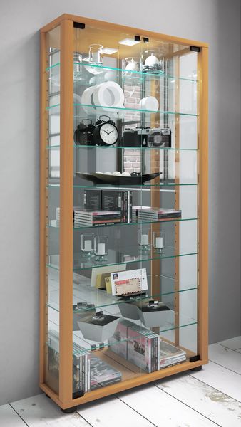 Produktbild: Glas Stand Vitrine Sammelvitrine Lumo Maxi Spiegel