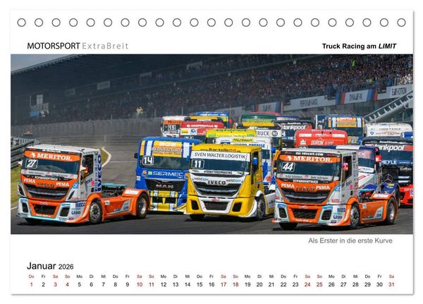 Produktbild: Truck Racing am LIMIT - Panoramabilder (Tischkalender 2026 DIN A5 quer), CALVENDO Monatskalender