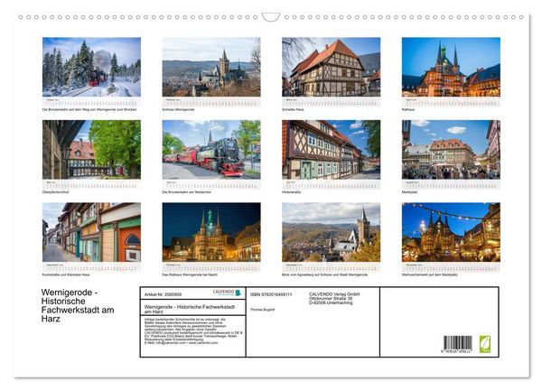 Produktbild: Wernigerode - Historische Fachwerkstadt am Harz (Wandkalender 2026 DIN A2 quer), CALVENDO Monatskalender