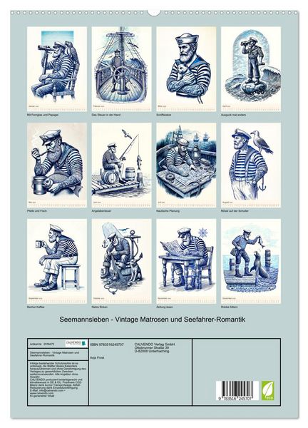 Produktbild: Seemannsleben - Vintage Matrosen und Seefahrer-Romantik (hochwertiger Premium Wandkalender 2026 DIN A2 hoch), Kunstdruck in Hochglanz
