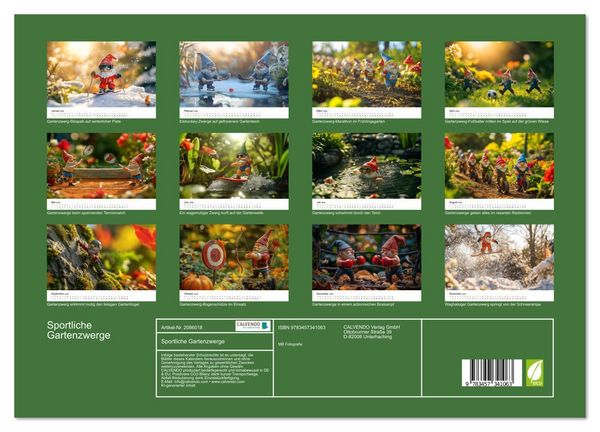 Produktbild: Sportliche Gartenzwerge (hochwertiger Premium Wandkalender 2026 DIN A2 quer), Kunstdruck in Hochglanz