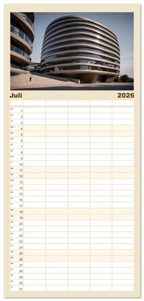 Produktbild: Familienplaner 2026 - Einsamkeit in Architektur mit 5 Spalten (Wandkalender, 21 x 45 cm) CALVENDO
