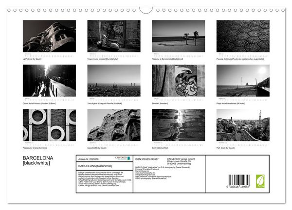 Produktbild: BARCELONA [black/white] (Wandkalender 2026 DIN A3 quer), CALVENDO Monatskalender