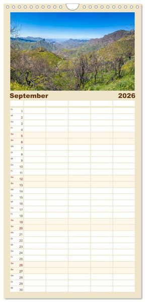 Produktbild: Familienplaner 2026 - Gran Canaria &ndash; Natur trifft Geschichte mit 5 Spalten (Wandkalender, 21 x 45 cm) CALVENDO