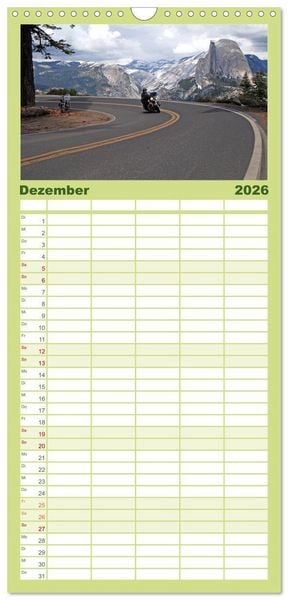 Produktbild: Familienplaner 2026 - Born to be Wild - Mit der Harley durch den S&uuml;dwesten der USA mit 5 Spalten (Wandkalender, 21 x 45 cm) CALVENDO