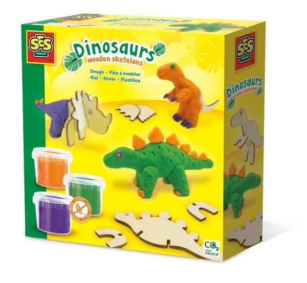 SES CREATIVE Knete Dinosaurier Holzskelett