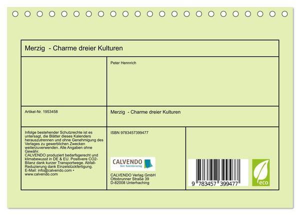 Produktbild: Merzig - Charme dreier Kulturen (Tischkalender 2026 DIN A5 quer), CALVENDO Monatskalender