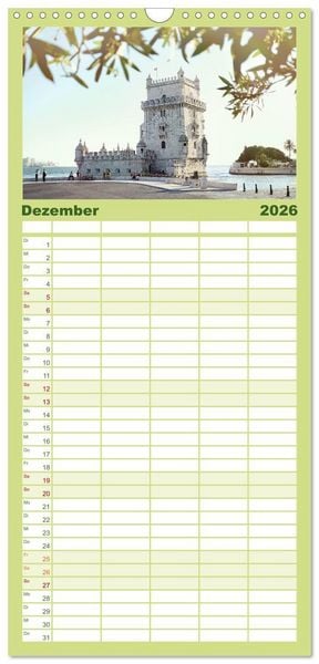 Produktbild: Familienplaner 2026 - Portugal - Das wundersch&ouml;ne Land am Atlantik. mit 5 Spalten (Wandkalender, 21 x 45 cm) CALVENDO