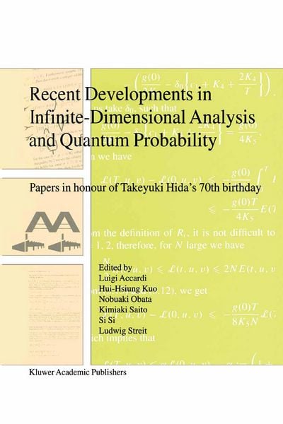 Produktbild: Recent Developments in Infinite-Dimensional Analysis and Quantum Probability