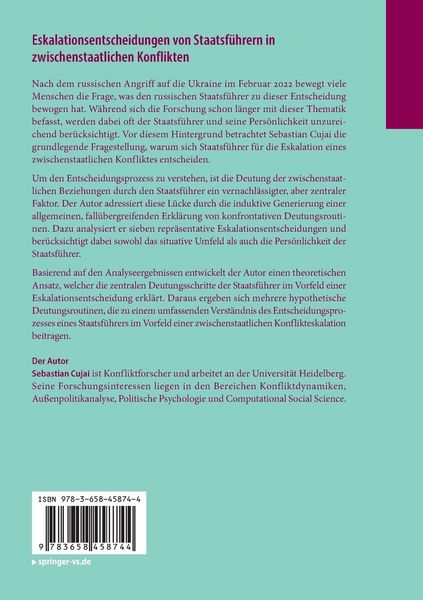 Produktbild: Eskalationsentscheidungen von Staatsf&uuml;hrern in zwischenstaatlichen Konflikten