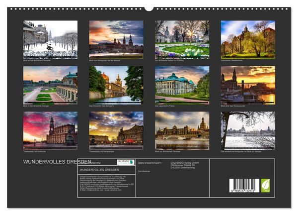 Produktbild: WUNDERVOLLES DRESDEN (hochwertiger Premium Wandkalender 2026 DIN A2 quer), Kunstdruck in Hochglanz