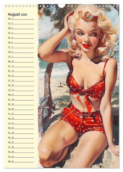 Produktbild: Pin-up-Girls. Sexappeal am Strand (Wandkalender 2026 DIN A3 hoch), CALVENDO Monatskalender