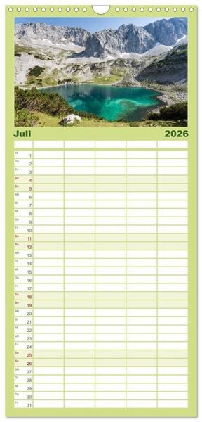 Produktbild: Familienplaner 2026 - Geheimnisvolle Alpen mit 5 Spalten (Wandkalender, 21 x 45 cm) CALVENDO