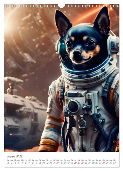 Produktbild: Chihuahua Adventure in Space (Wall Calendar 2026 DIN A3 portrait), CALVENDO 12 Month Wall Calendar