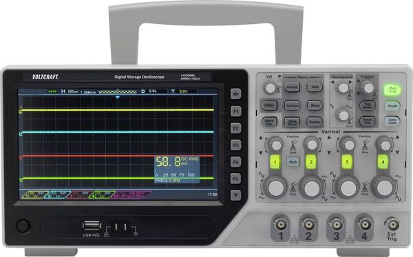 VOLTCRAFT DSO-1204E Digital-Oszilloskop 200 MHz 4-Kanal 1 GSa/s 64 kpts 8 Bit Digital-Speicher (DSO) 1 St.