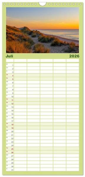 Produktbild: Familienplaner 2026 - Sylt - Magie der Abendstunden mit 5 Spalten (Wandkalender, 21 x 45 cm) CALVENDO