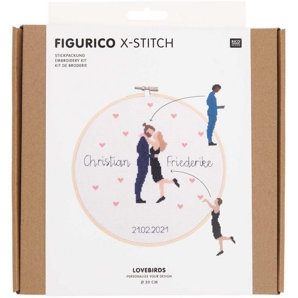 Produktbild: Stickpackung Figurico Lovebirds