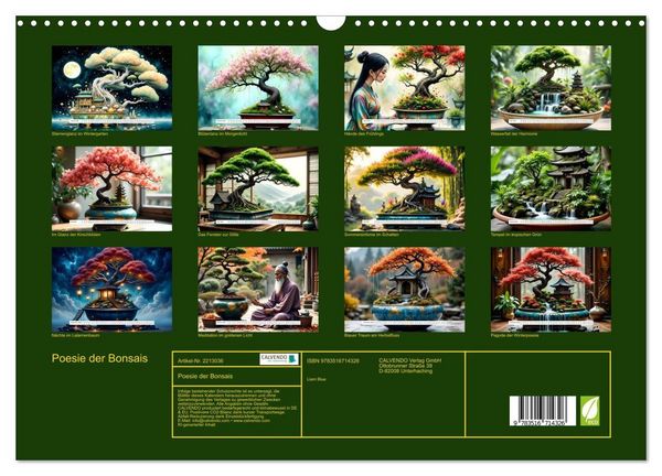 Produktbild: Poesie der Bonsais (Wandkalender 2026 DIN A3 quer), CALVENDO Monatskalender