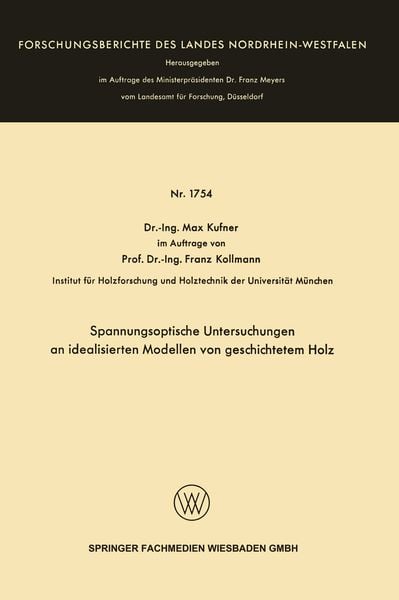 Produktbild: Spannungsoptische Untersuchungen an idealisierten Modellen von geschichtetem Holz