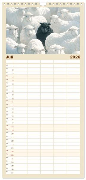 Produktbild: Familienplaner 2026 - Hervorstechen ist Trumpf mit 5 Spalten (Wandkalender, 21 x 45 cm) CALVENDO