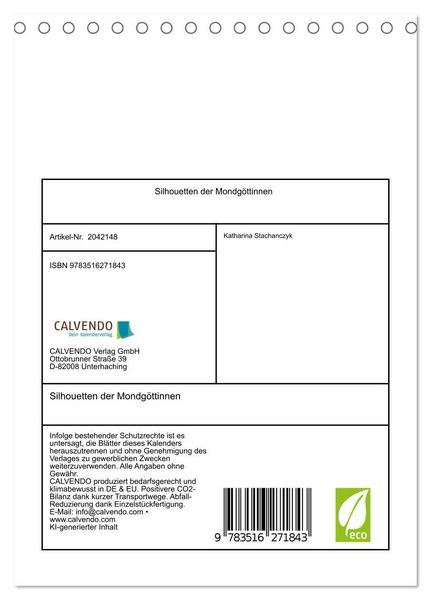 Produktbild: Silhouetten der Mondg&ouml;ttinnen (Tischkalender 2026 DIN A5 hoch), CALVENDO Monatskalender