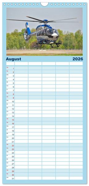 Produktbild: Familienplaner 2026 - Die beeindruckende Welt der Hubschrauber mit 5 Spalten (Wandkalender, 21 x 45 cm) CALVENDO