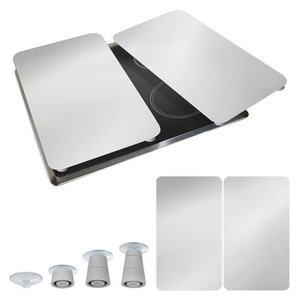 Produktbild: Herdabdeckplatte Universal Mod. Silber, 2er Set, f&uuml;r alle Herdarten geeignet