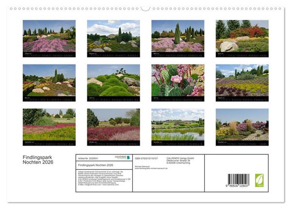 Produktbild: Findlingspark Nochten 2026 (hochwertiger Premium Wandkalender 2026 DIN A2 quer), Kunstdruck in Hochglanz