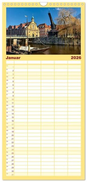 Produktbild: Familienplaner 2026 - L&Uuml;NEBURG Ein- und Ausblicke von Andreas Voigt mit 5 Spalten (Wandkalender, 21 x 45 cm) CALVENDO