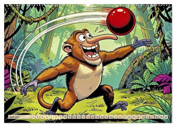 Produktbild: Lustige Nasenaffen - Comic (Wandkalender 2027 DIN A2 quer), CALVENDO Monatskalender