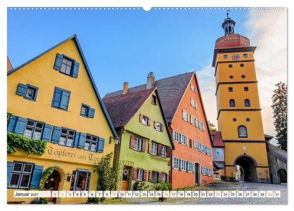 Produktbild: Dinkelsb&uuml;hl - Zw&ouml;lf Momente in der Altstadt (hochwertiger Premium Wandkalender 2027 DIN A2 quer), Kunstdruck in Hochglanz