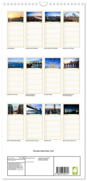 Produktbild: Familienplaner 2027 - Wundervolles New York mit 5 Spalten (Wandkalender, 21 x 45 cm) CALVENDO