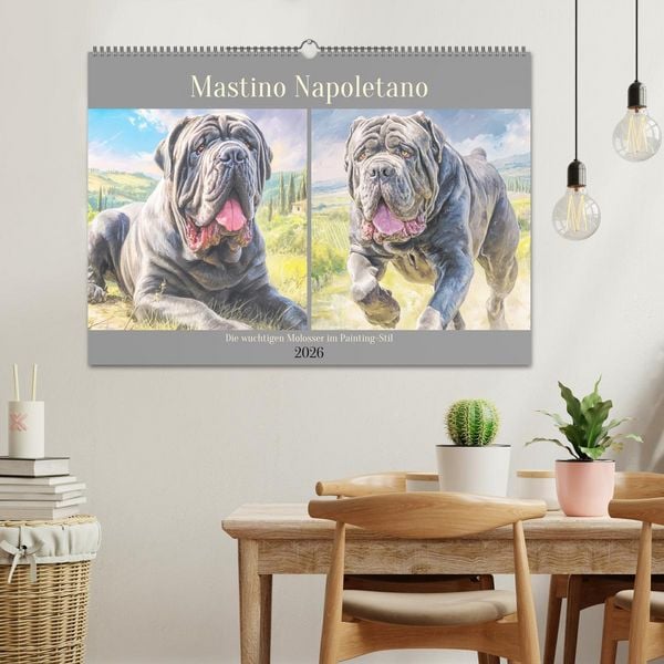 Produktbild: Mastino Napoletano. Die wuchtigen Molosser im Painting-Stil (Wandkalender 2026 DIN A2 quer), CALVENDO Monatskalender