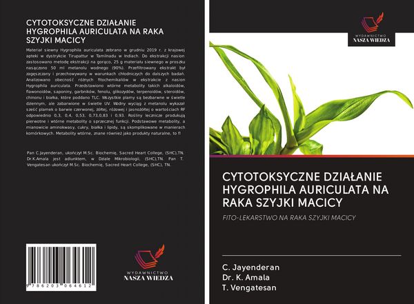 Produktbild: CYTOTOKSYCZNE DZIA&iquest;ANIE HYGROPHILA AURICULATA NA RAKA SZYJKI MACICY
