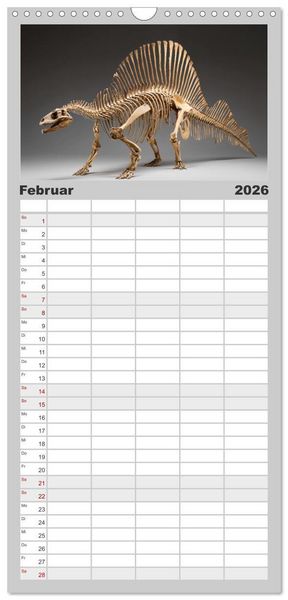 Produktbild: Familienplaner 2026 - Knochen der Giganten - Dinosaurier im Portr&auml;t mit 5 Spalten (Wandkalender, 21 x 45 cm) CALVENDO