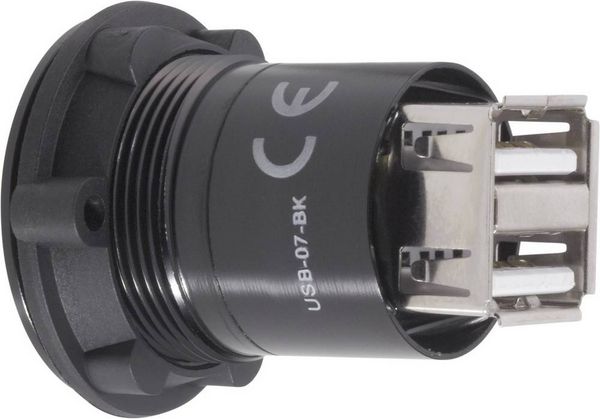 Produktbild: TRU COMPONENTS USB-07-BK USB-Doppeleinbaubuchse 2.0 Buchse, Einbau, Adapter 2 x USB-Buchse Typ A auf 2 x USB-Buchse Typ A Inhalt: 1 St.