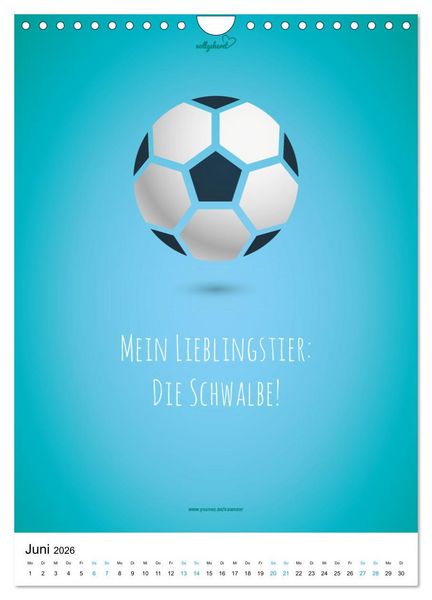 Produktbild: vollgeherzt: Der lustige Zitate-Wandkalender f&uuml;r Fu&szlig;ballfans und Sportbegeisterte! (Wandkalender 2026 DIN A4 hoch), CALVENDO Monatskalender
