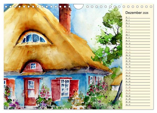 Produktbild: Aquarelle - Fischland-Dar&szlig; (Wandkalender 2026 DIN A4 quer), CALVENDO Monatskalender