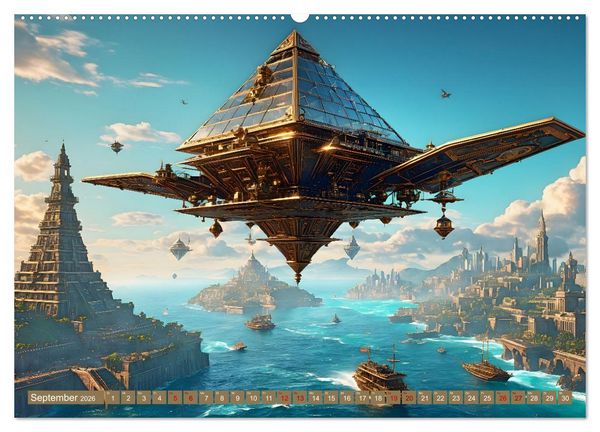 Produktbild: Steampunk Pyramidenwelt (hochwertiger Premium Wandkalender 2026 DIN A2 quer), Kunstdruck in Hochglanz