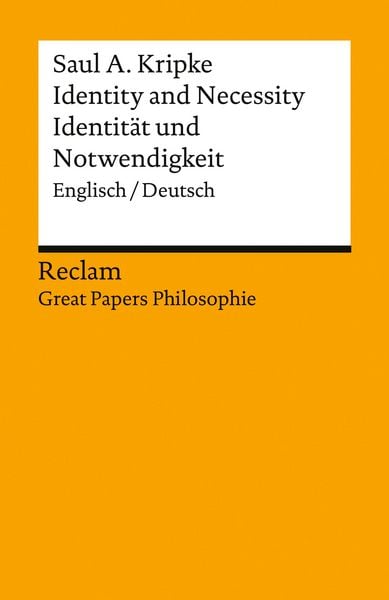 Produktbild: Identity and Necessity / Identit&auml;t und Notwendigkeit. Englisch/Deutsch