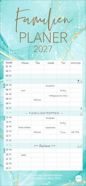 Watercolor Familienplaner 2027