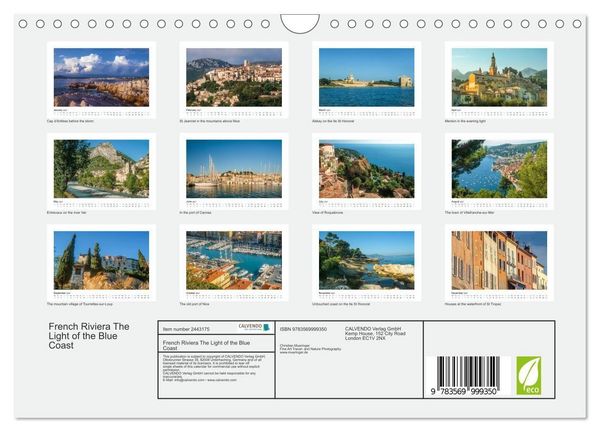 Produktbild: French Riviera The Light of the Blue Coast (Wall Calendar 2027 DIN A4 landscape), CALVENDO 12 Month Wall Calendar